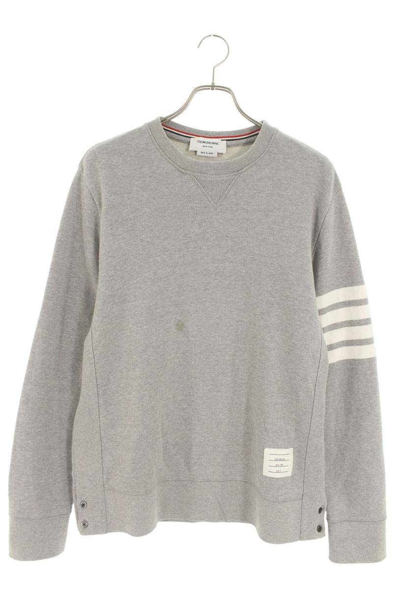 THOM BROWNE 4BAR Print Crewneck Sweatshirt Gray Size 5