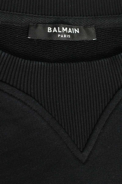 BALMAIN Flocked Logo Crewneck Sweatshirt Black Size L