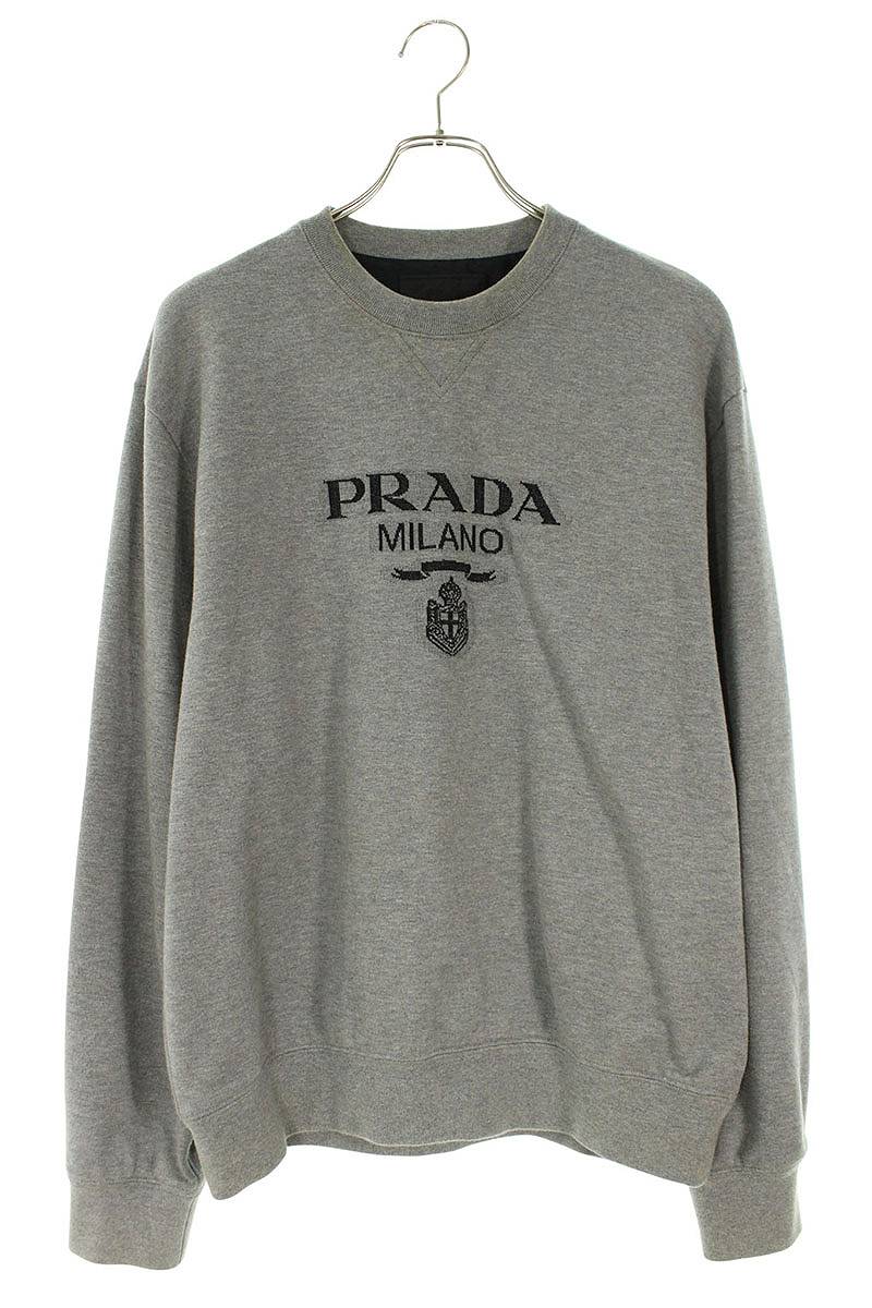 Prada Front Logo Print Sweatshirt Gray Size L