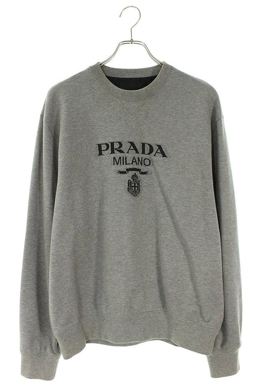 Prada Front Logo Print Sweatshirt Gray Size L