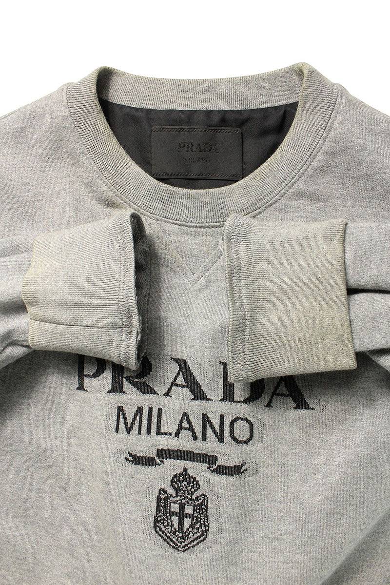 Prada Front Logo Print Sweatshirt Gray Size L