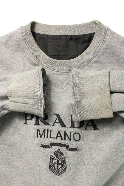 Prada Front Logo Print Sweatshirt Gray Size L