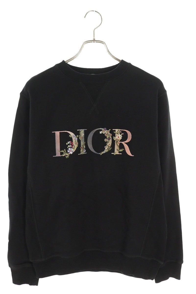 DIOR Flower Embroidery Crewneck Sweatshirt Black Size M