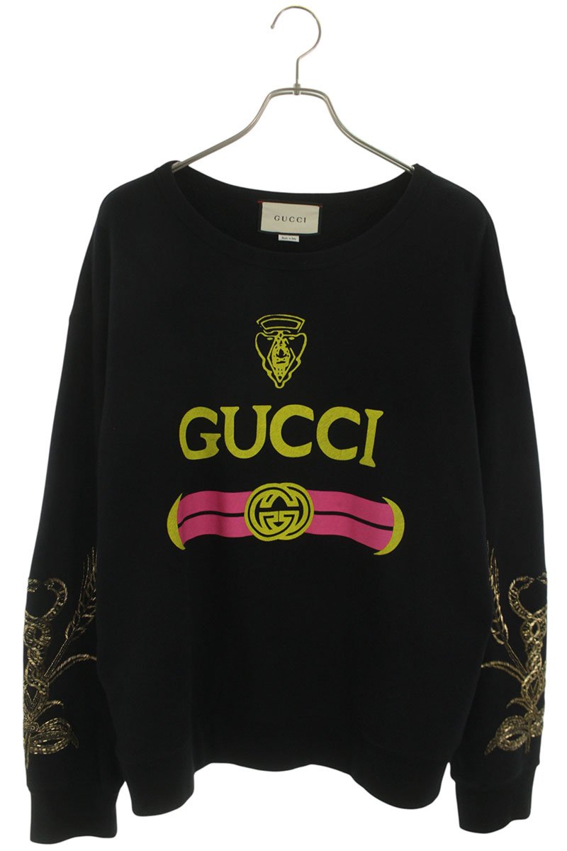 GUCCI Sleeve Logo Print Sweatshirt Black Size L