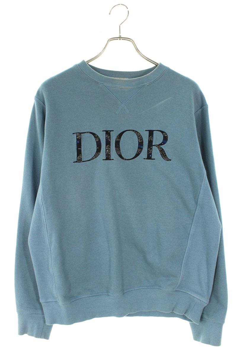 DIOR Logo Embroidered Oversized Crewneck Lt Blue Size S