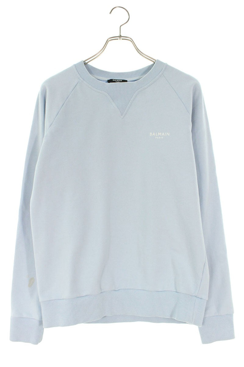 Balmain Logo Print Crewneck Sweatshirt Blue Size S