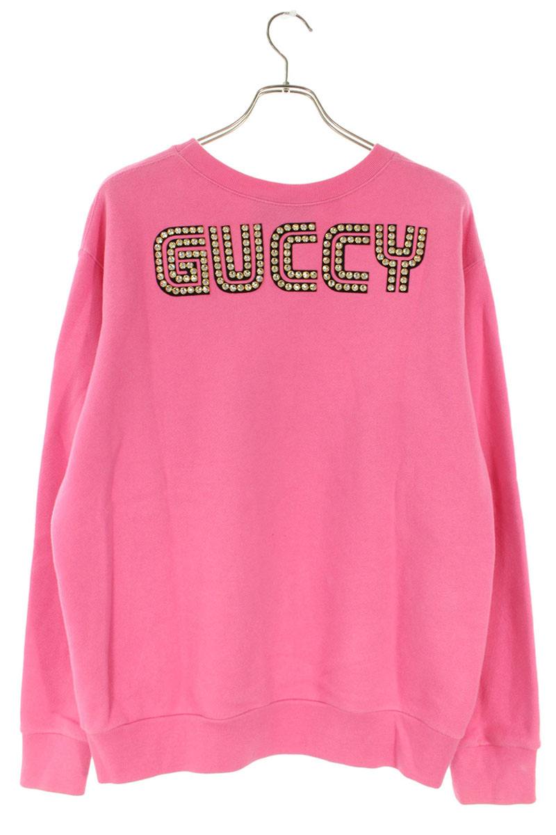 GUCCI Rhinestone Embellished Crewneck Sweatshirt Pink Size S