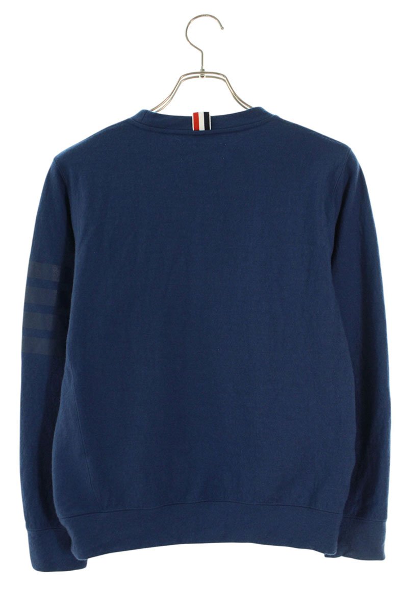 THOM BROWNE 4-Bar Wool Crewneck Sweatshirt Blue Size 2