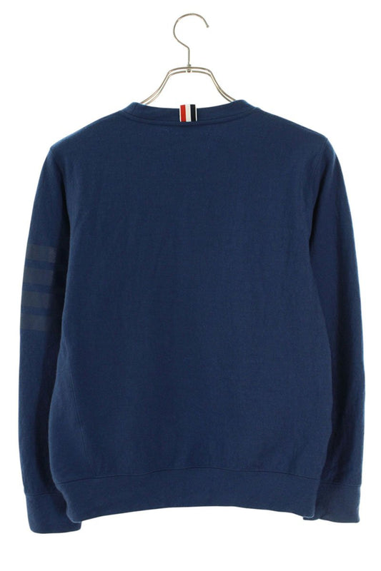 THOM BROWNE 4-Bar Wool Crewneck Sweatshirt Blue Size 2