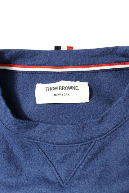 THOM BROWNE 4-Bar Wool Crewneck Sweatshirt Blue Size 2