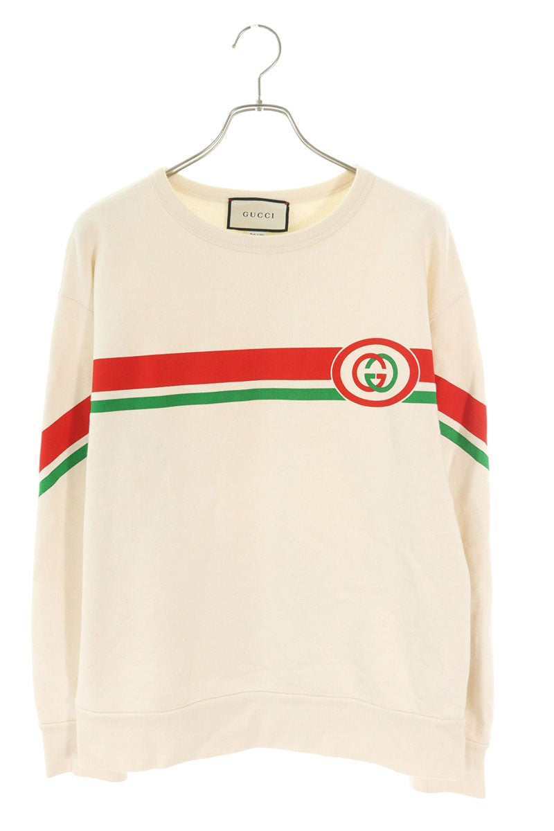 GUCCI Striped Logo Cotton Sweatshirt Off-White Size M