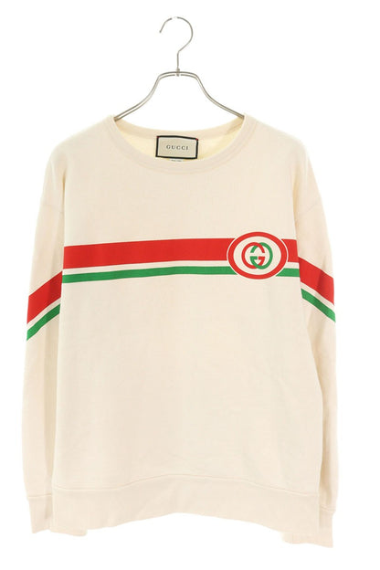 GUCCI Striped Logo Cotton Sweatshirt Off-White Size M