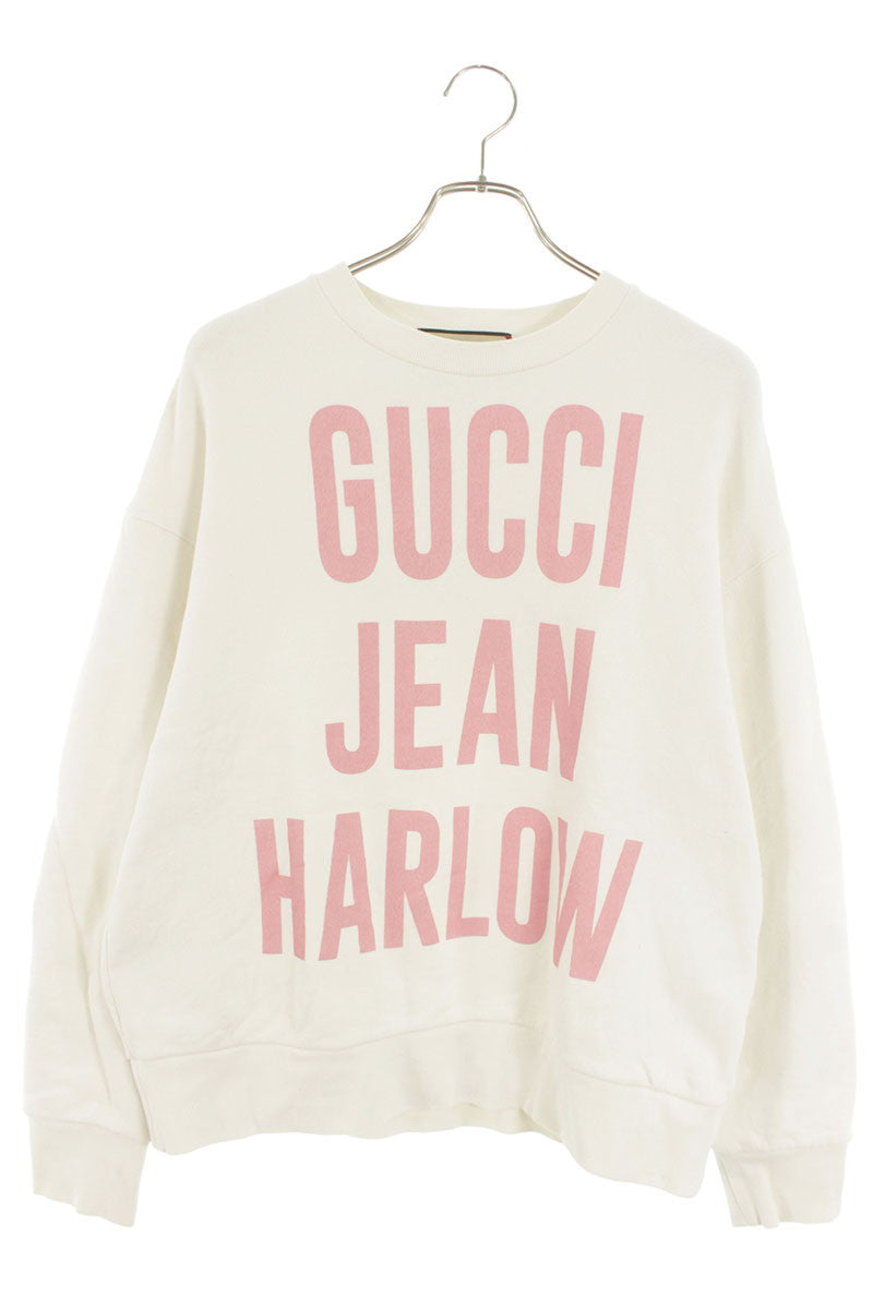 GUCCI Font Print Cotton Sweatshirt White/Pink Size S