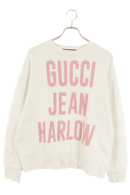 GUCCI Font Print Cotton Sweatshirt White/Pink Size S