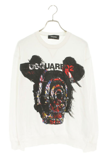 DSQUARED2 Logo Print Cotton Sweatshirt White Size L