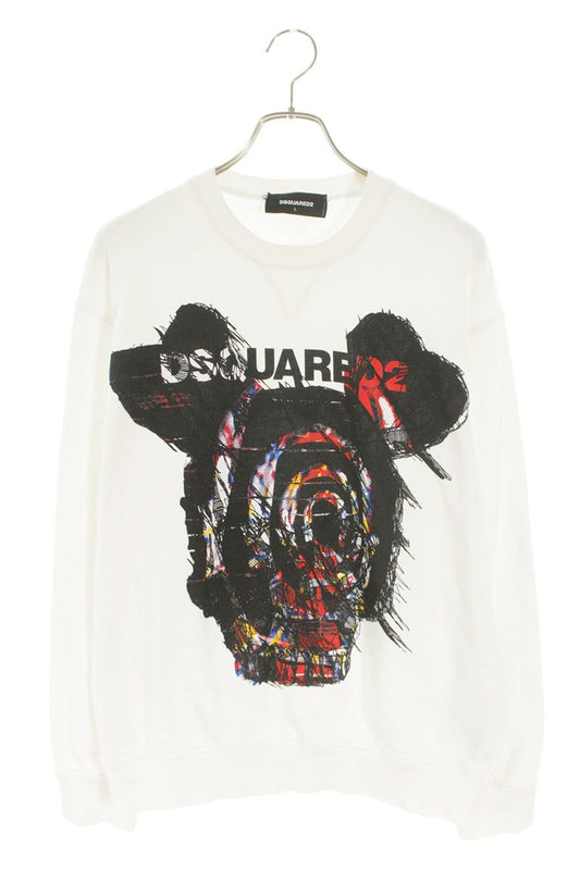 DSQUARED2 Logo Print Cotton Sweatshirt White Size L