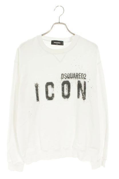 DSQUARED2 ICON Print Cotton Blend Sweatshirt White Size XL