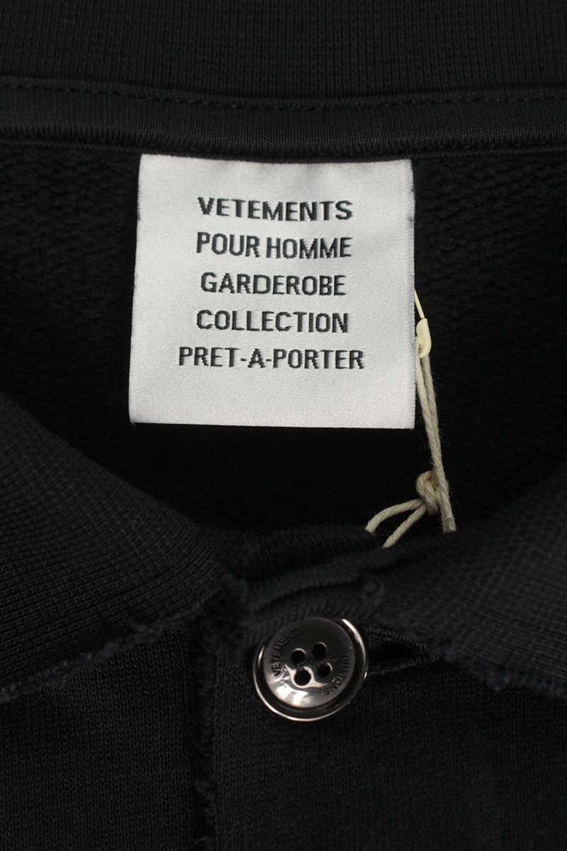 VETEMENTS 26SS Distressed Logo Polo Sweatshirt Black Size M