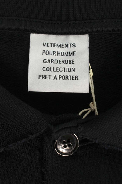 VETEMENTS 26SS Distressed Logo Polo Sweatshirt Black Size M