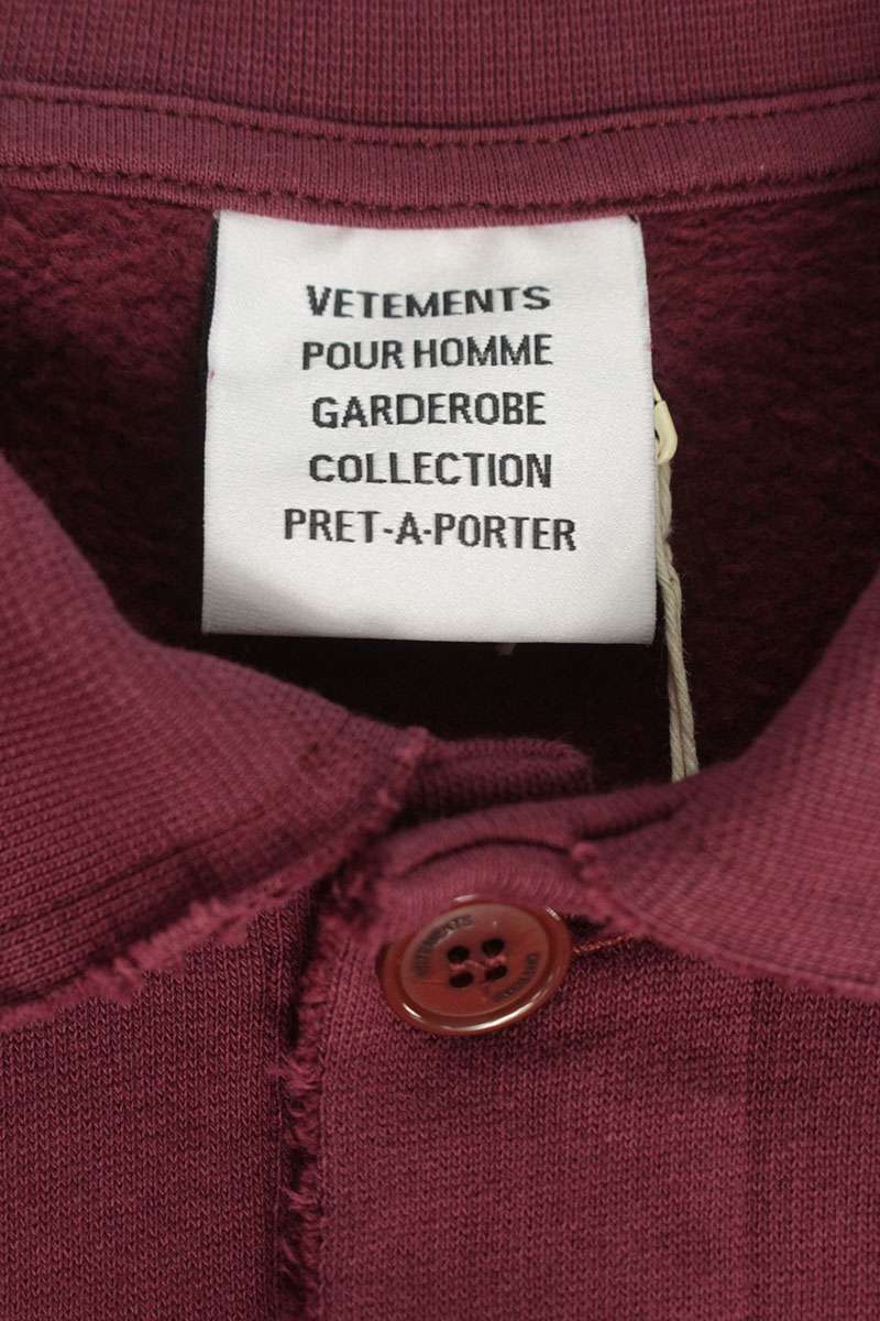 VETEMENTS 26SS Distressed Logo Polo Sweatshirt Size XS