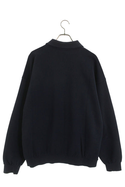VETEMENTS 26SS Distressed Logo Polo Sweatshirt Navy Size S