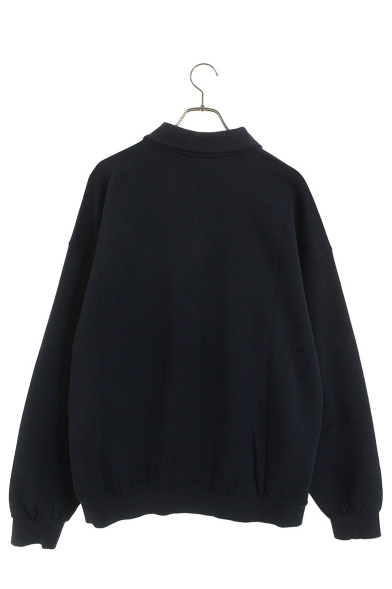 VETEMENTS 26SS Distressed Logo Polo Sweatshirt Navy Size M