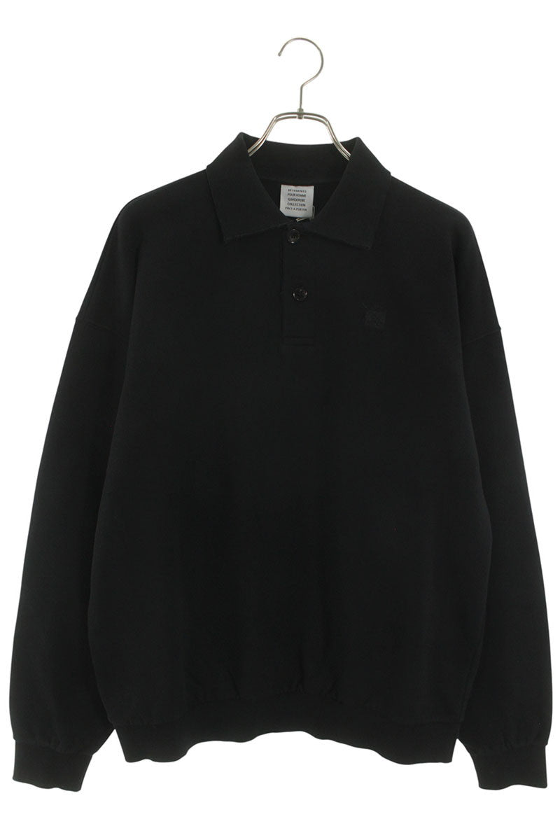 VETEMENTS 26SS Distressed Logo Polo Sweatshirt Black Size XS