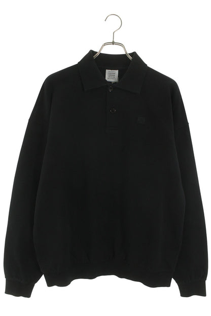 VETEMENTS 26SS Distressed Logo Polo Sweatshirt Black Size XS