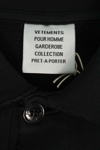 VETEMENTS 26SS Distressed Logo Polo Sweatshirt Black Size XS