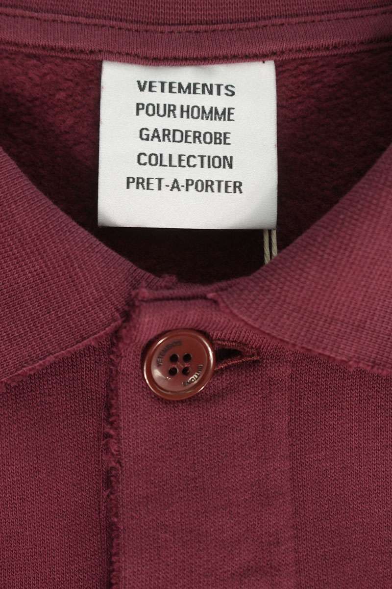 VETEMENTS 26SS Distressed Logo Polo Sweatshirt Size S