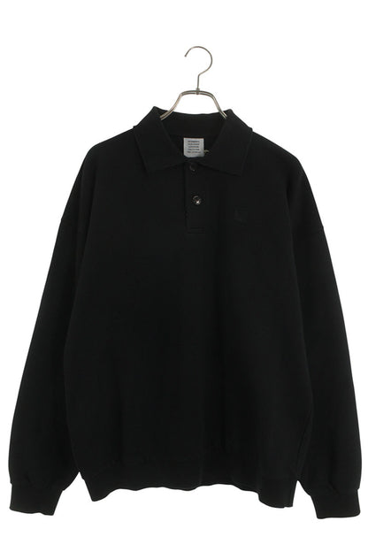 VETEMENTS 26SS Distressed Logo Polo Sweatshirt Black Size S