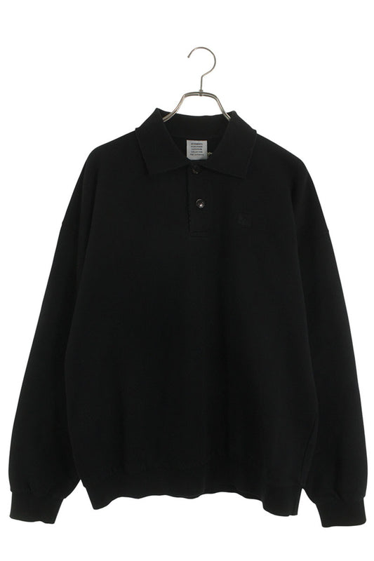 VETEMENTS 26SS Distressed Logo Polo Sweatshirt Black Size S