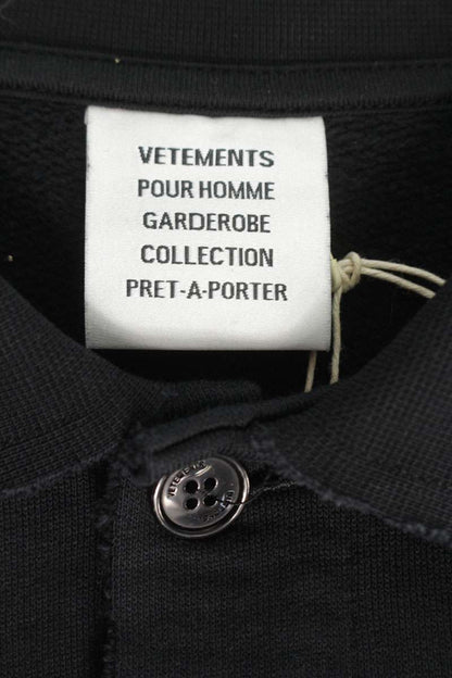 VETEMENTS 26SS Distressed Logo Polo Sweatshirt Black Size S