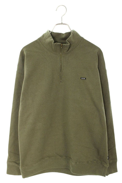 GOD SELECTION XXX Half-Zip Cotton Sweatshirt Olive Size L