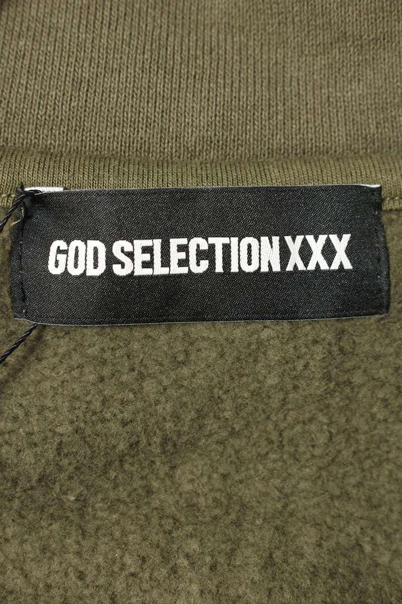 GOD SELECTION XXX Half-Zip Cotton Sweatshirt Olive Size L
