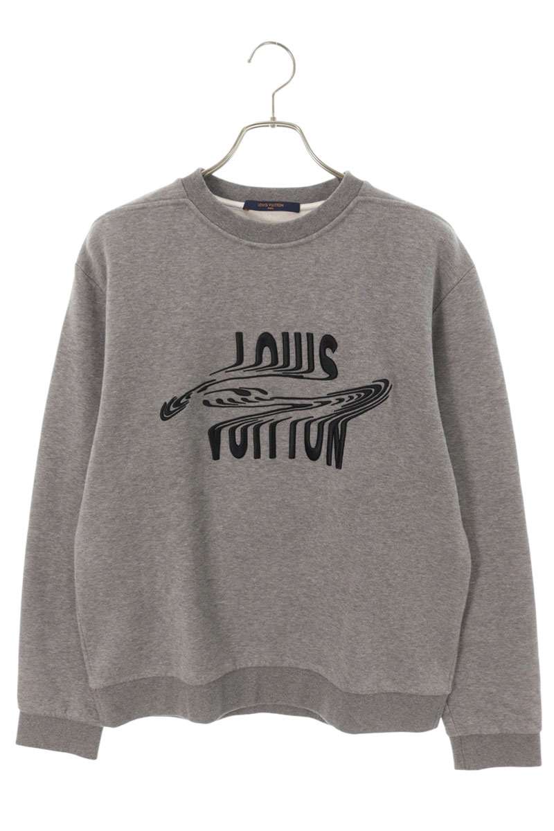 Louis Vuitton logo embroidery Crewneck Sweatshirt Gray Size M