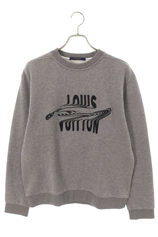 Louis Vuitton logo embroidery Crewneck Sweatshirt Gray Size M