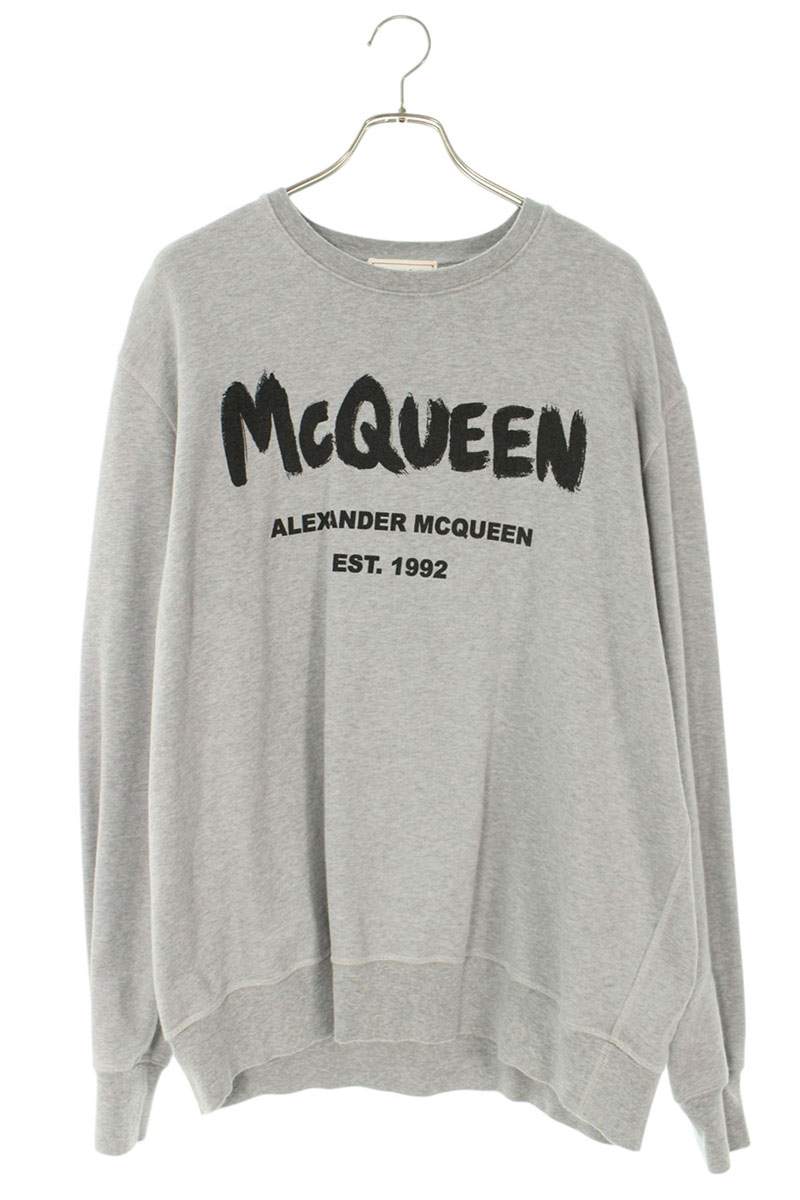Alexander McQueen Logo Print Sweatshirt Gray Size XL