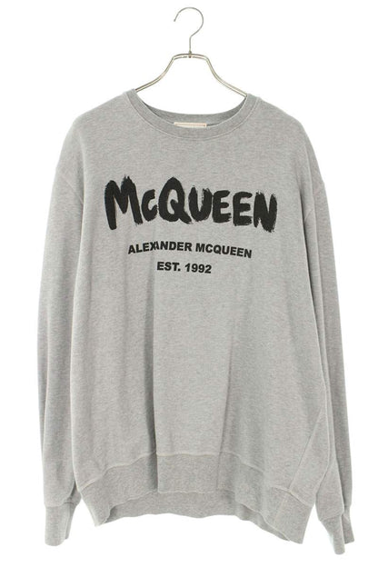 Alexander McQueen Logo Print Sweatshirt Gray Size XL