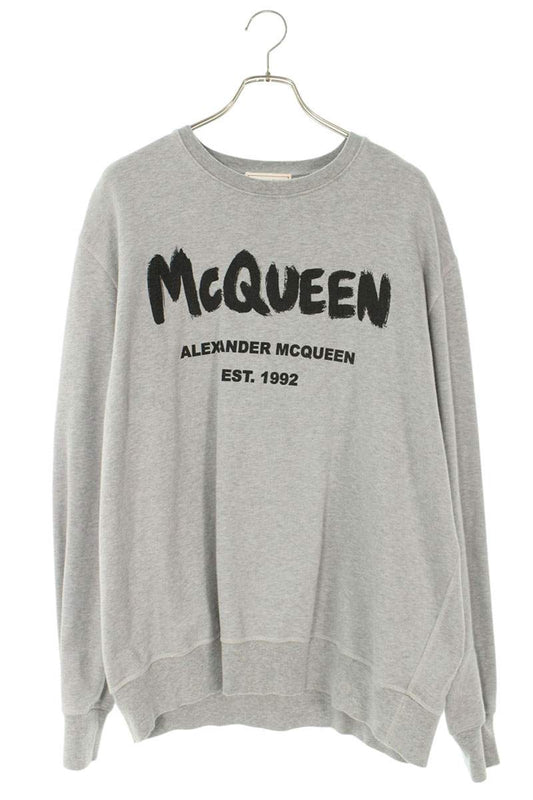 Alexander McQueen Logo Print Sweatshirt Gray Size XL