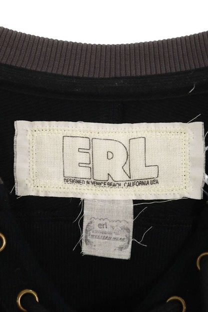 ERL Lace-Up Logo Cotton Sweatshirt Black Size S