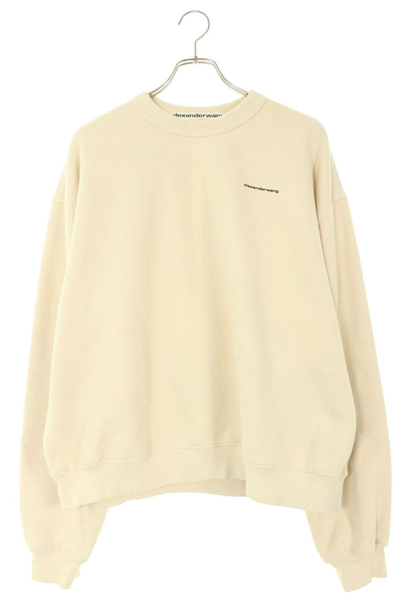 ALEXANDER WANG Logo Print Crewneck Sweatshirt Beige Size M