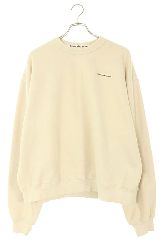 ALEXANDER WANG Logo Print Crewneck Sweatshirt Beige Size M