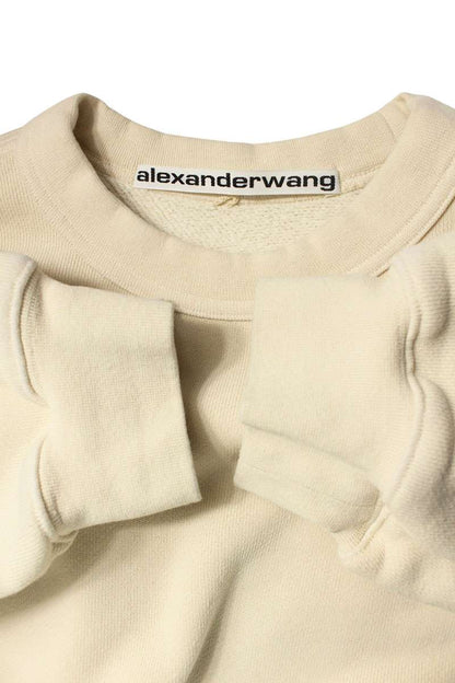 ALEXANDER WANG Logo Print Crewneck Sweatshirt Beige Size M