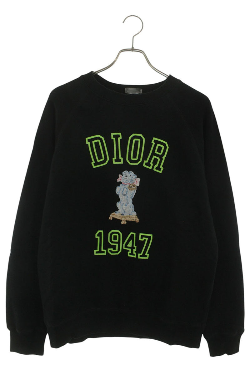 DIOR Distressed Logo Bear Applique Sweatshirt Black Size S