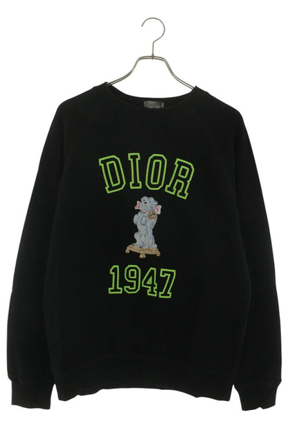 DIOR Distressed Logo Bear Applique Sweatshirt Black Size S