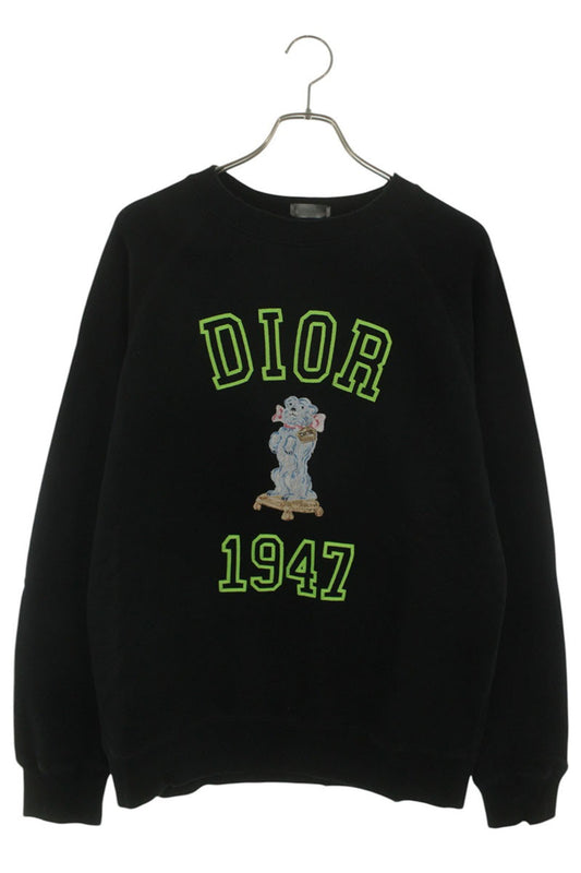 DIOR Distressed Logo Bear Applique Sweatshirt Black Size S