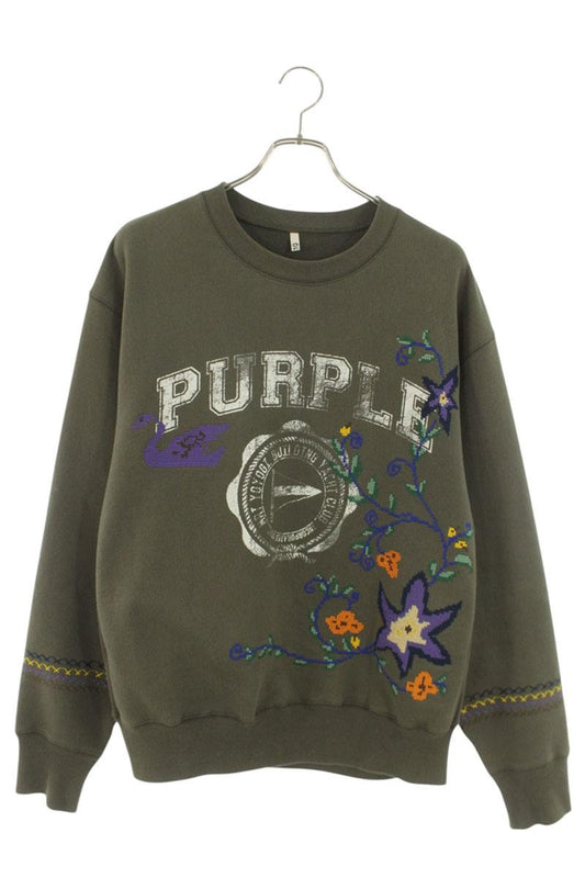 KHOKI 24SS Cross-Stitch Sweatshirt Khaki Green Size L