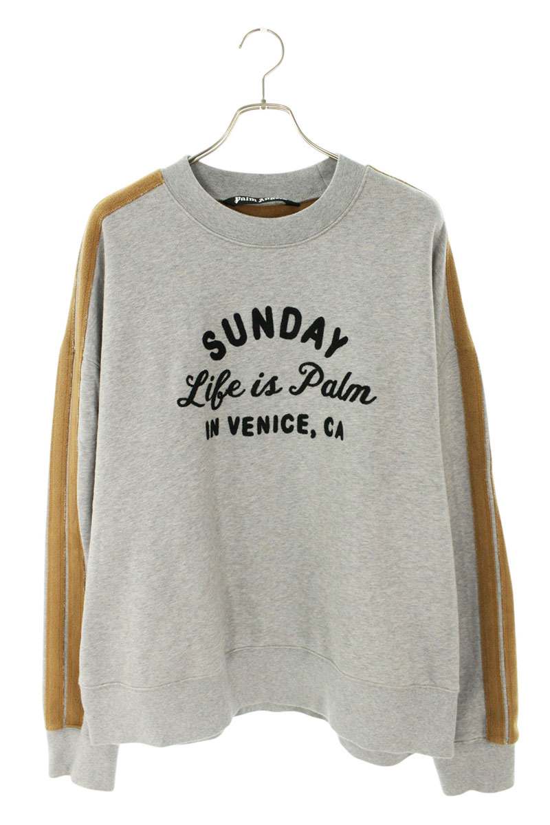Palm Angels Logo Embroidered Crewneck Sweatshirt Gray x Brown Size L