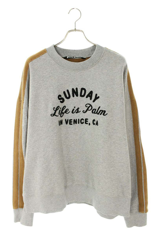 Palm Angels Logo Embroidered Crewneck Sweatshirt Gray x Brown Size L